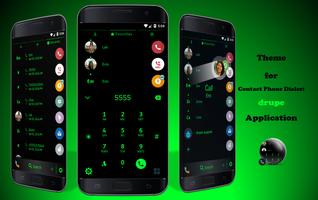 Flat Black Green Dialer Theme الملصق