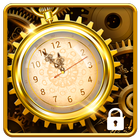 3D Golden Analog Clock lock screen biểu tượng