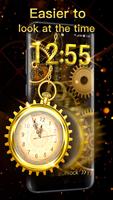 3D Golden Analog Clock lock screen ảnh chụp màn hình 1