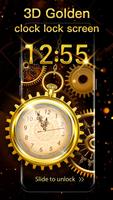 3D Golden Analog Clock lock screen ảnh chụp màn hình 2
