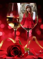 Wine Glass Photo Frame постер