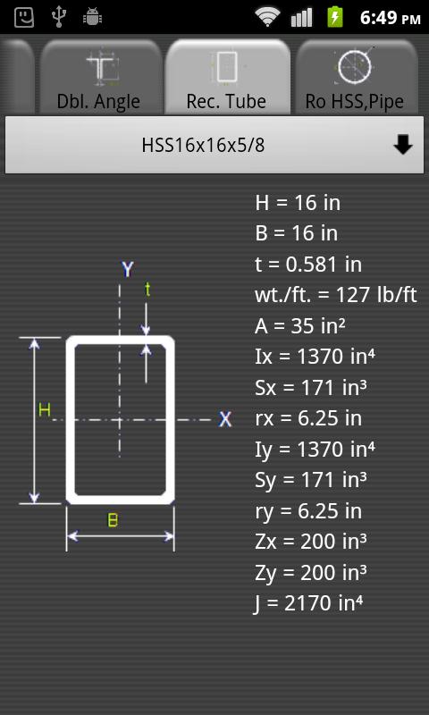 Aisc Steel Tables For Android Aisc Steel Tables Screenshot 4