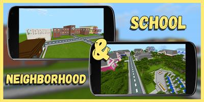 School and Neighborhood - карта Minecraft (MCPE) постер