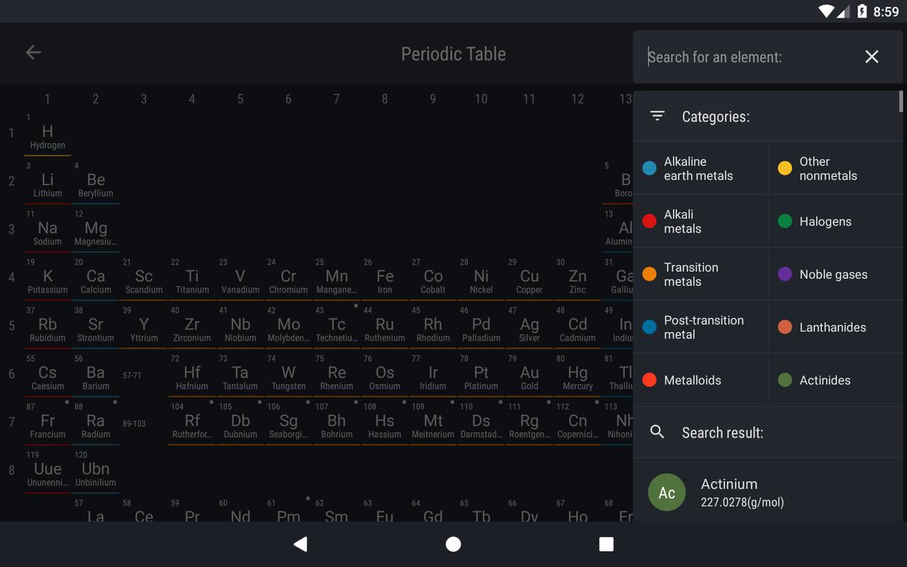 Tabel Periodik 2018 APK Download Gratis Pendidikan APL Untuk