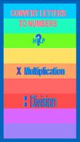 Letters and numbers multiplication/Divison Game постер