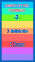 Letters and numbers multiplication/Divison Game Affiche