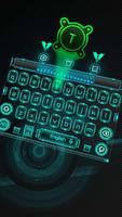 Poster music player neon blue keyboard tech future