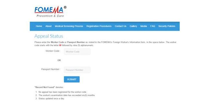 Please Enter The Worker Code As Stated In The Fomema 4ply Worker