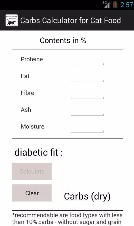 Carbs Calculator for Cat Food APK pour Android Télécharger