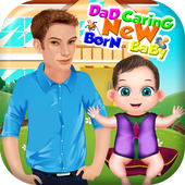 Dad Caring Newborn Baby Games icon
