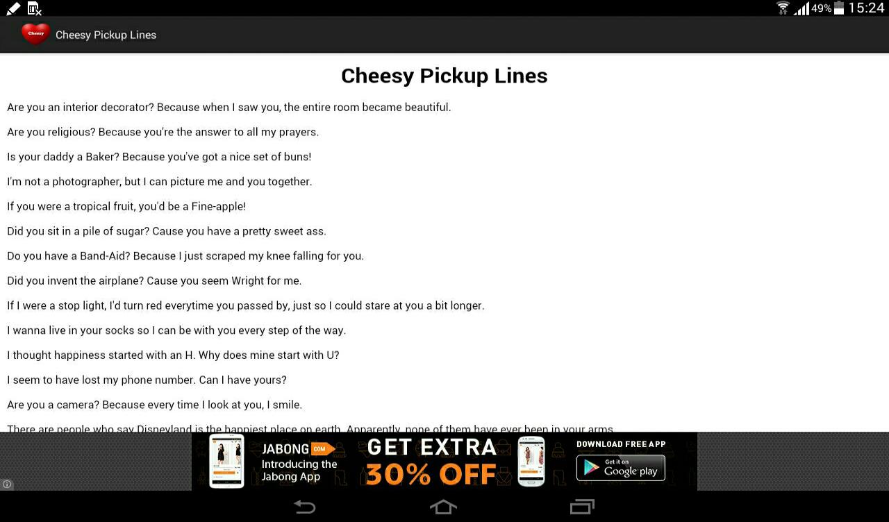 Cheesy Pickup Lines Valentines Screenshot 1.