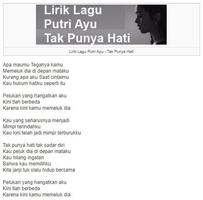 Lagu Putri Ayu - Tak Punya Hati تصوير الشاشة 1