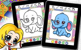 Animals Anime Coloring Book پوسٹر