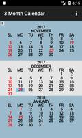 Three Month Calendar 海報