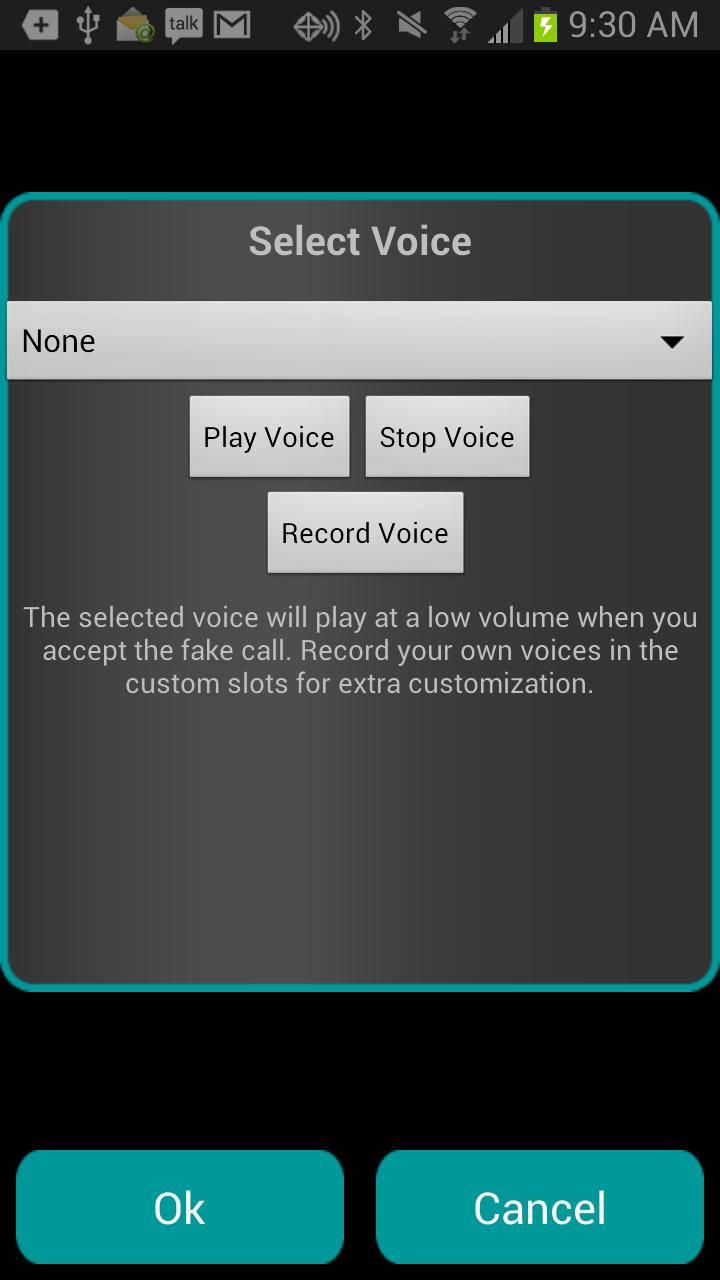 Voice stop. Select a Voice Style.
