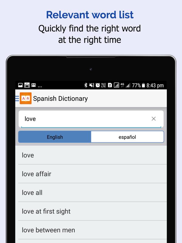 Spanish Dictionary F F English Espanol Translator Apk Screenshot Spanish Dictionary F F English Espanol Translator Apk Screenshot