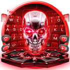 Red Neon tech skull Keyboard Theme आइकन