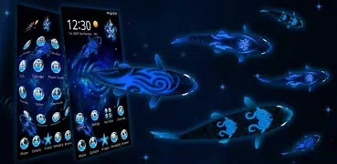 Neon Koi Fisch Space 3D Theme