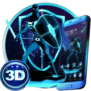 Neon Blue Superhero 3D Theme