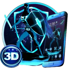 Neon Blue Superhero 3D Theme APK download