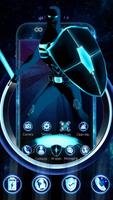 Neon Blue Superhero 3D Theme Affiche