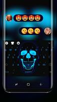 Neon Blue Skull Input Laughing Calavera Theme poster