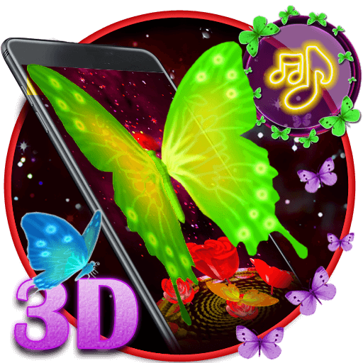 3d neon butterfly theme