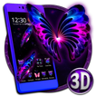 3D Neon Butterfly Galaxy Theme