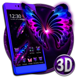 3D Neon Butterfly Galaxy Theme আইকন