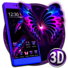3D Neon Butterfly Galaxy Theme icône