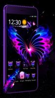 Tema Kupon 3D Neon Butterfly poster