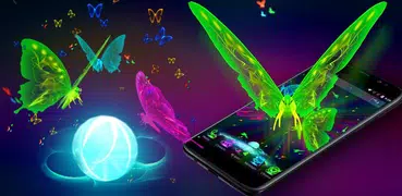 3D Neon Butterfly Theme