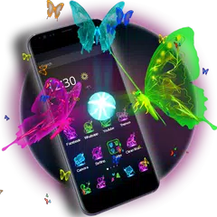 3D Neonschmetterlingsthema APK Herunterladen