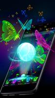 3D Neon Butterfly Theme پوسٹر