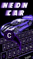 Purple Neon Car Keyboard Theme الملصق