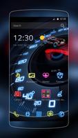 Neon Speedometer Car Theme Affiche