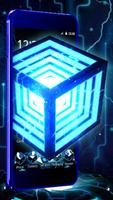 3D Neon Hyper Cube Theme Affiche