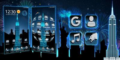 Neon Empire State Building 3D Theme captura de pantalla 3