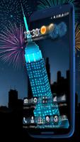 Neon Empire State Building 3D Theme Affiche