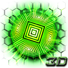 Tema Neon Hexagon Tech 3D icono