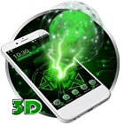 Neon Green Technology 3D Theme icône