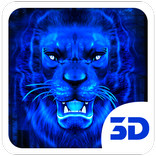 3d Blue Neon Lion Theme