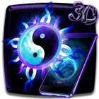 Motyw 3D Neon Yin Yang ikona