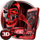 3D Tech Blood Skull Theme أيقونة