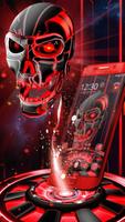 3D Tech Blood Skull Theme पोस्टर