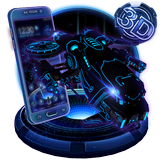 3D Neon Spaceship Galaxy Theme icono