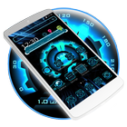 Neon Speedometer Blue Zeichen