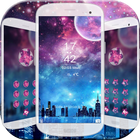 Galaxie Neon Stadt Nacht Thema Zeichen