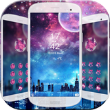 Galaxie Neon Stadt Nacht Thema Zeichen