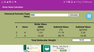 Molar Mass Calculator syot layar 2